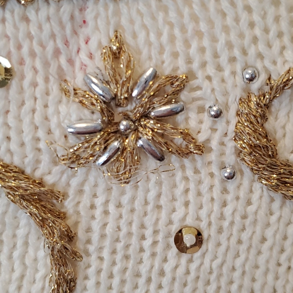 Authentic Vintage Embellished Ivory Cardigan - Picture 8 of 9